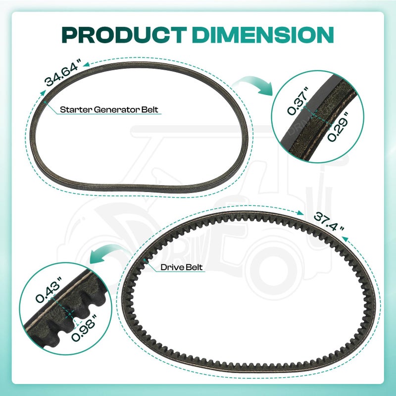 Drive-up 1016203 101916701 Starter Generator and Drive Belt Kit for Club Car DS Precedent Golf Cart - Image 3